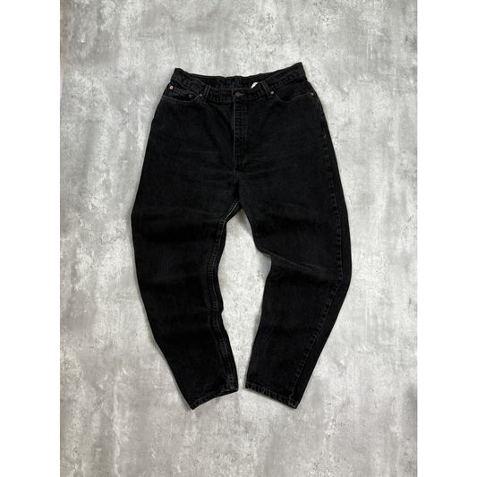 Vintage Women's 90s Levis 550 Tapered Leg Red Tab Black Denim Pants Size 35