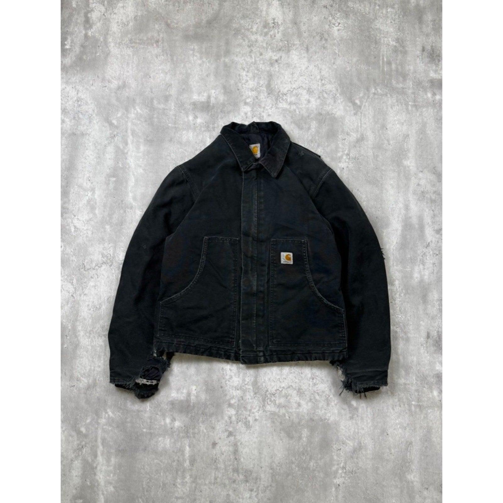 Vintage Carhartt Canvas Workwear Cropped Black Arctic Jacket Size Small