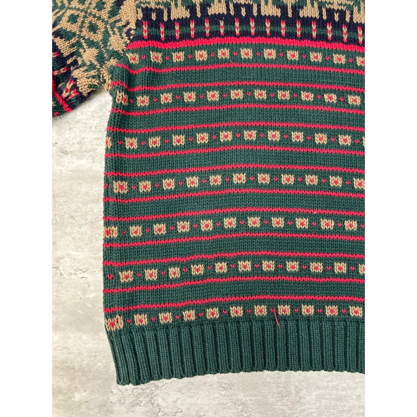 Vintage Eddie Bauer Snowflake Striped Print Pullover Knit Sweater Size Large