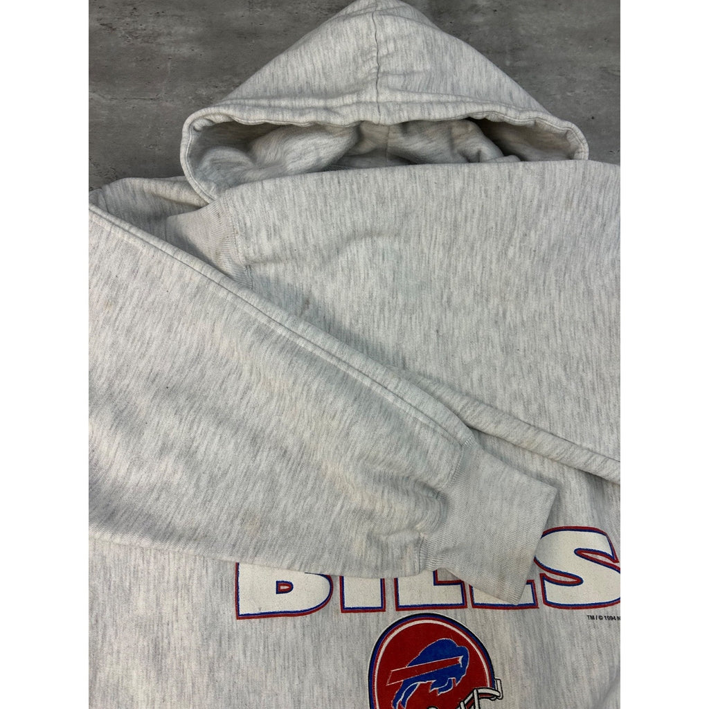 Vintage 1994 Buffalo Bills NFL Training Spellout Hooded Sweatshirt Size Large