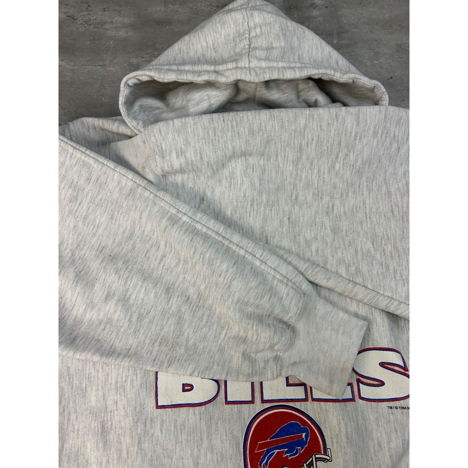 Vintage 1994 Buffalo Bills NFL Training Spellout Hooded Sweatshirt Size Large
