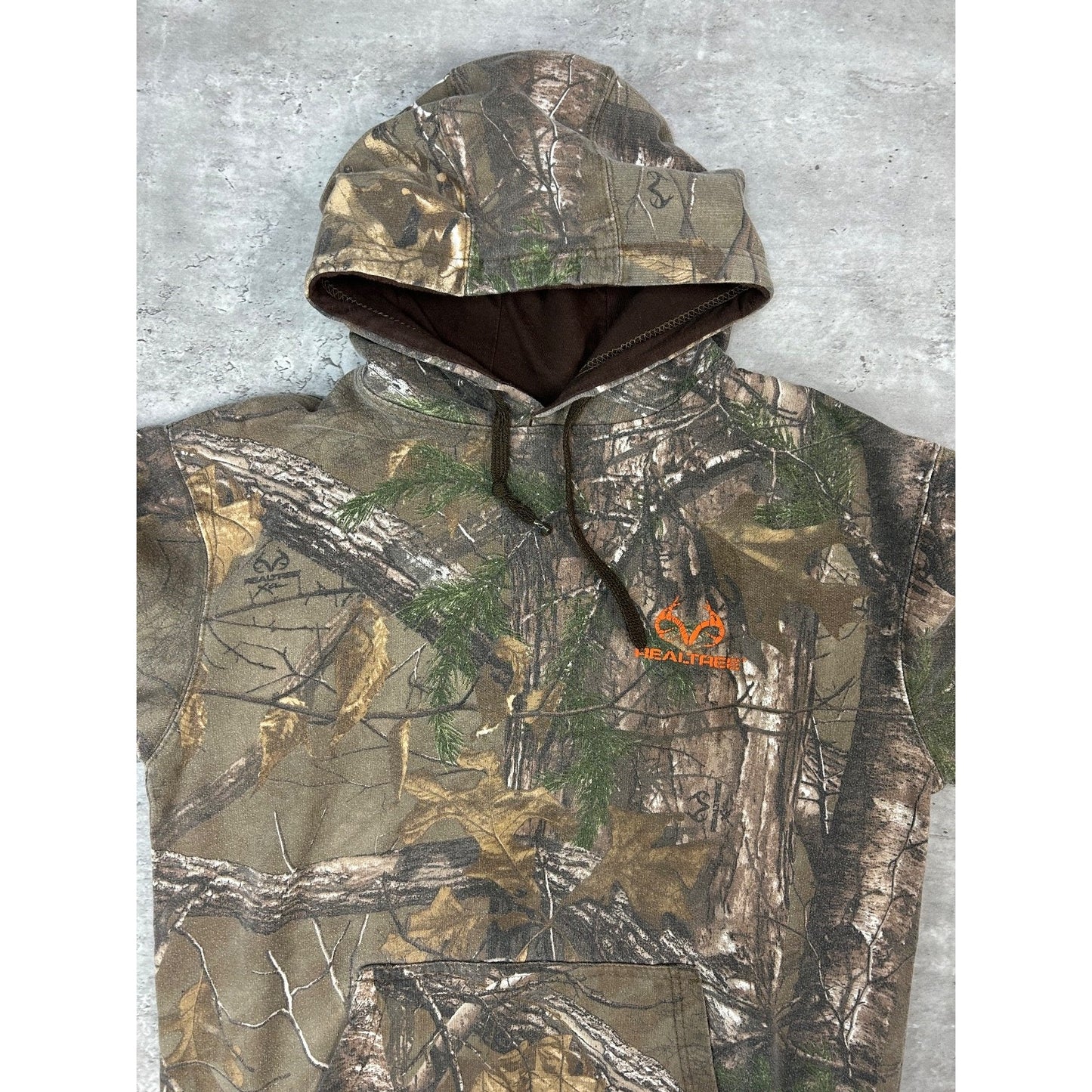 Vintage Realtree Xtra Tree Camo Hunting Pullover Hooded Sweatshirt Size Medium