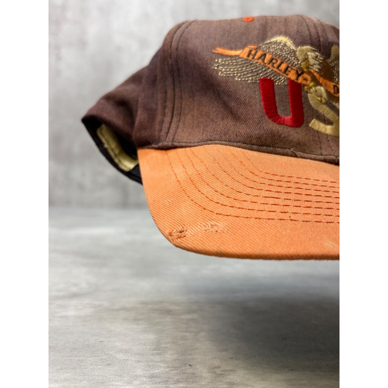 Vintage 90s Harley Davidson Embroidered Logo Spellout Snapback Hat OSFA