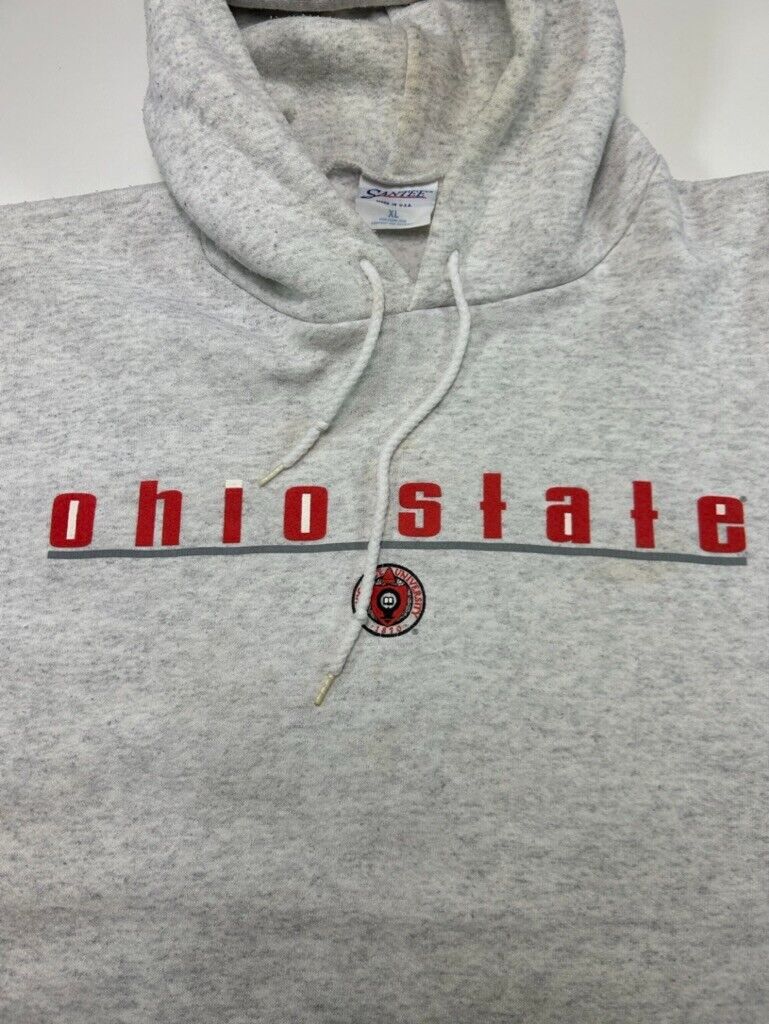 Vintage 90s Ohio State Buckeyes NCAA Collegiate Spellout Hooded Sweatshirt Sz XL