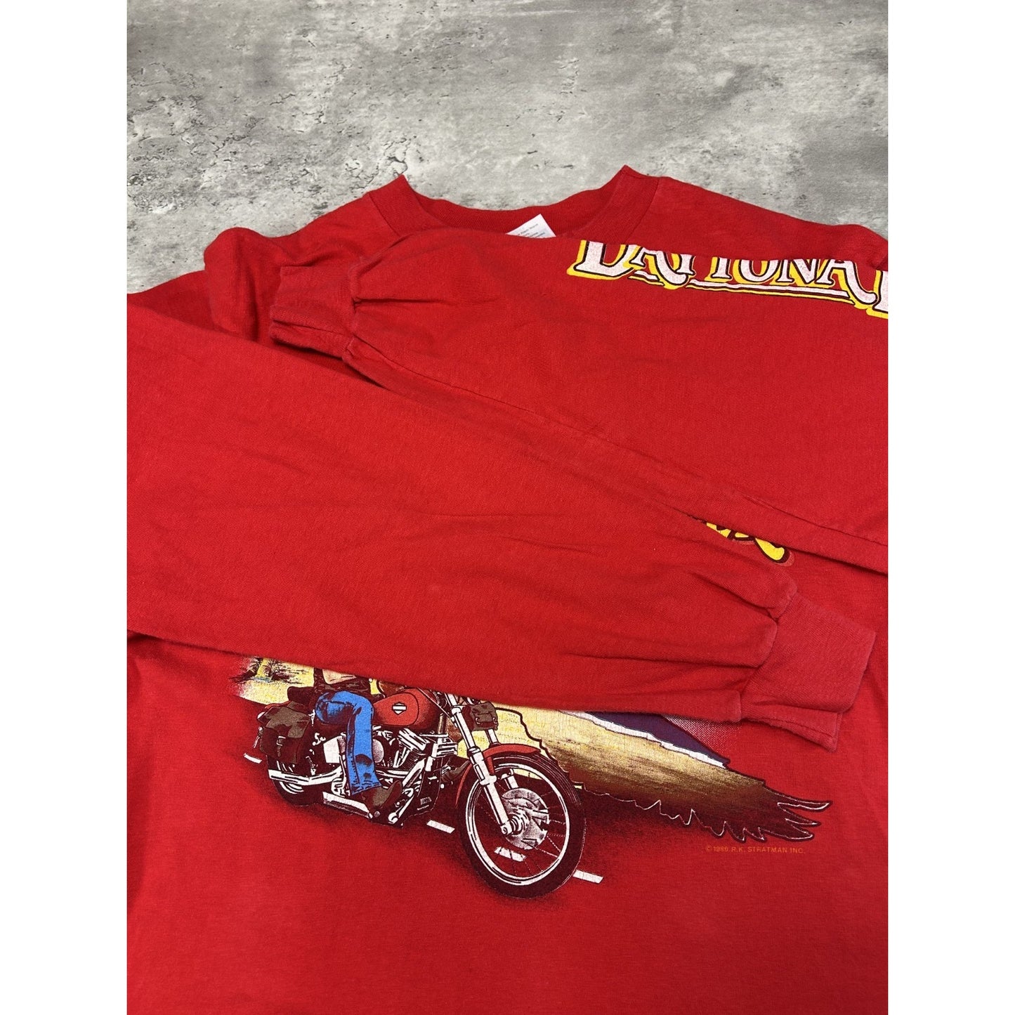 Vintage 1990 Daytona Bike Week Beach Graphic Long Sleeve T-Shirt Size Large