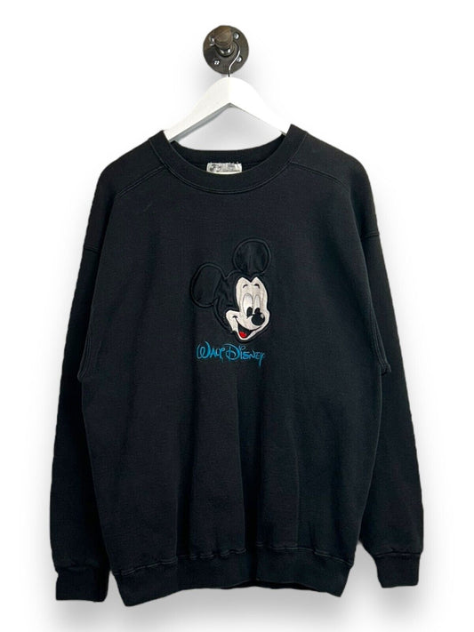 Vintage Disney Mickey Mouse Embroidered Character Spellout Sweatshirt Size Large