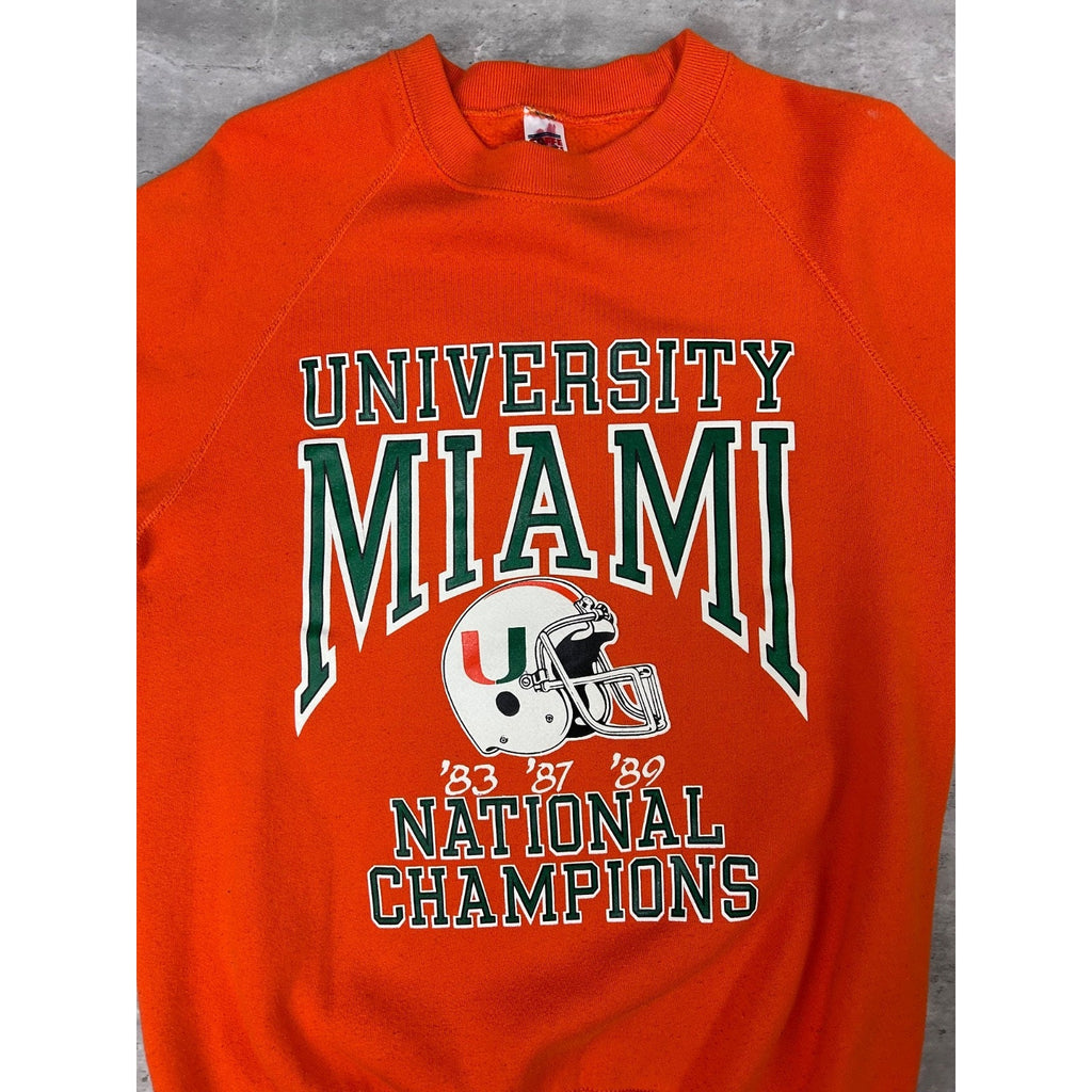 Vintage 1989 Miami Hurricanes NCAA National Champs Football Sweatshirt Sz Large