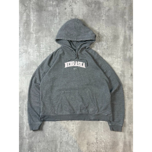 Vintage Nike Nebraska Embroidered Middle Swoosh Hooded Sweatshirt Size XL YOUTH