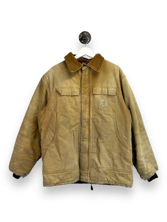 Vintage Carhartt Quilted Lined Canvas Work Wear Arctic Jacket Size Large Beige