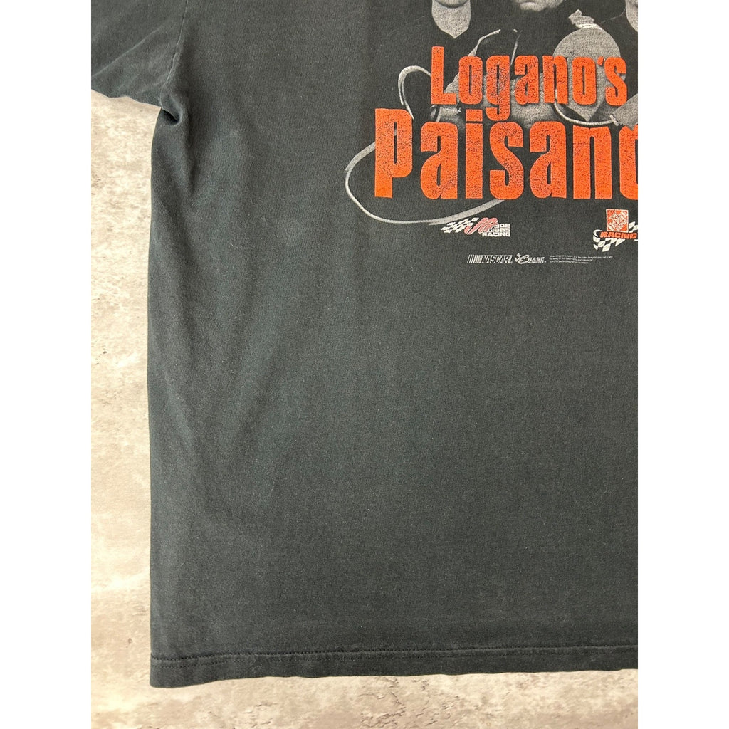 Vintage Tony Stewart #20 Logano Paisanos Nascar Racing T-Shirt Size 2XL
