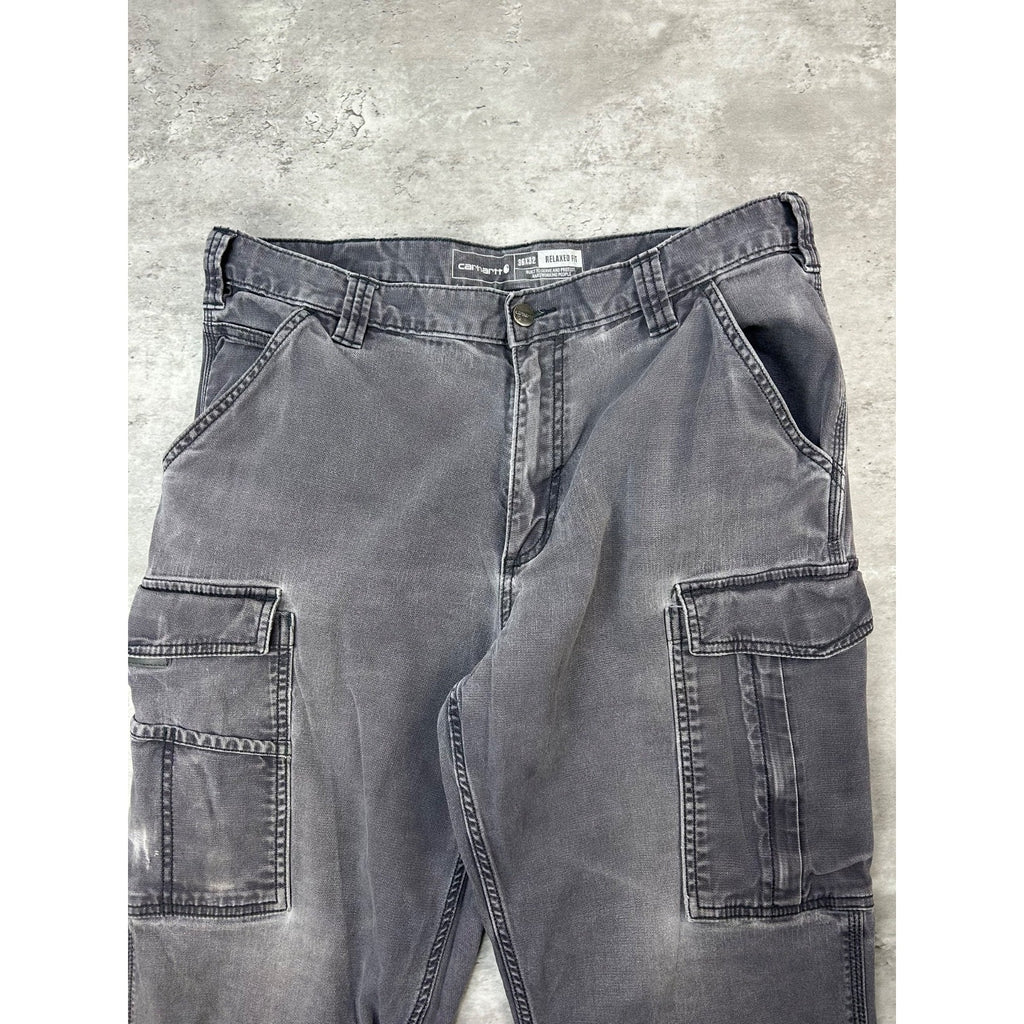 Carhartt Relaxed Fit Canvas Workwear Gray Cargo Pants Size 35