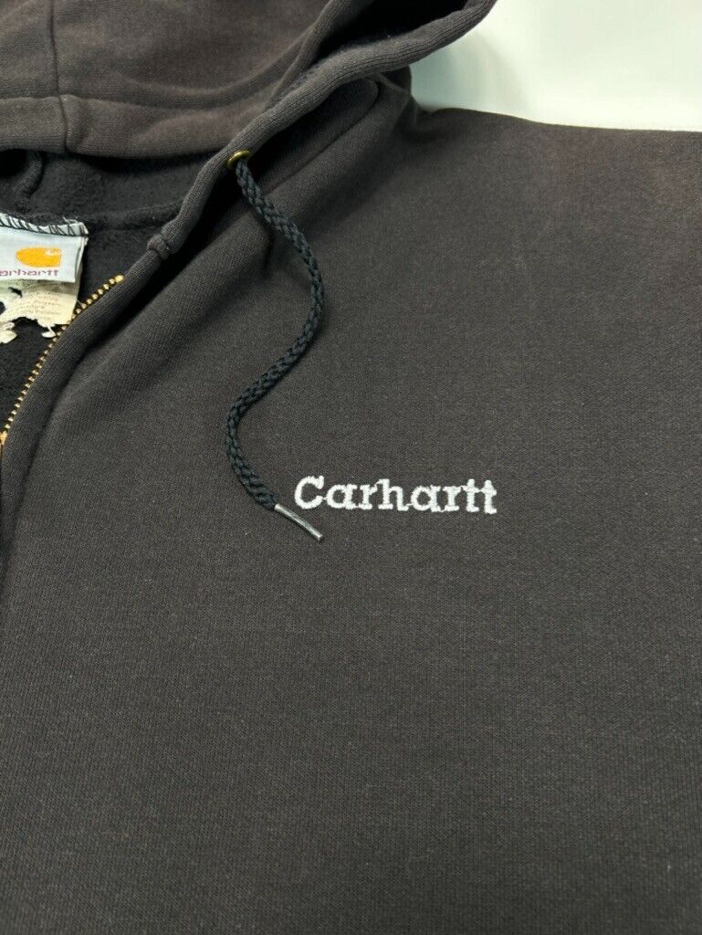 Vintage 90s Carhartt Embroidered Spellout Full Zip Hooded Sweatshirt Size XL