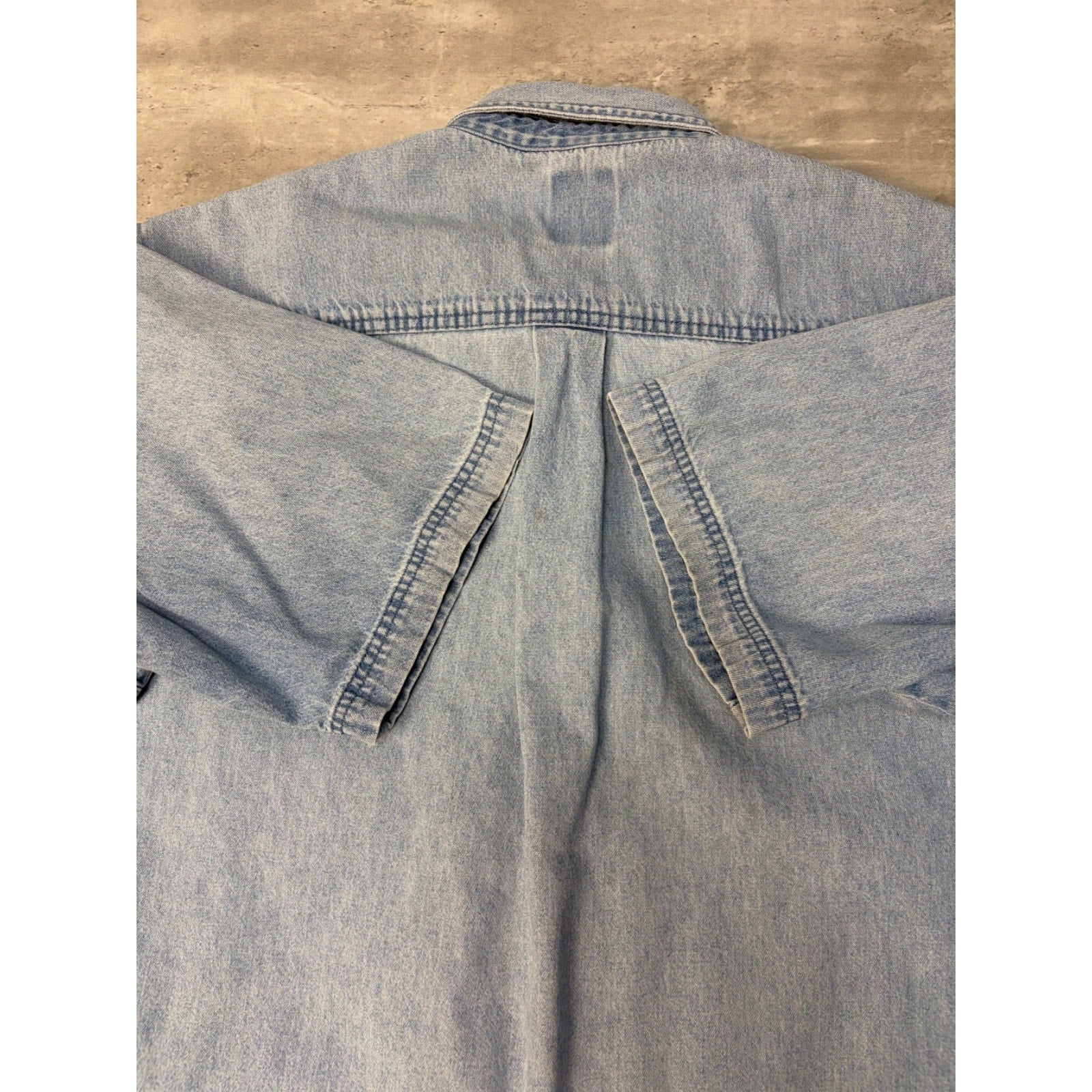 Vintage Dickies Light Wash Denim Single Pocket Button Up Shirt Size XLT