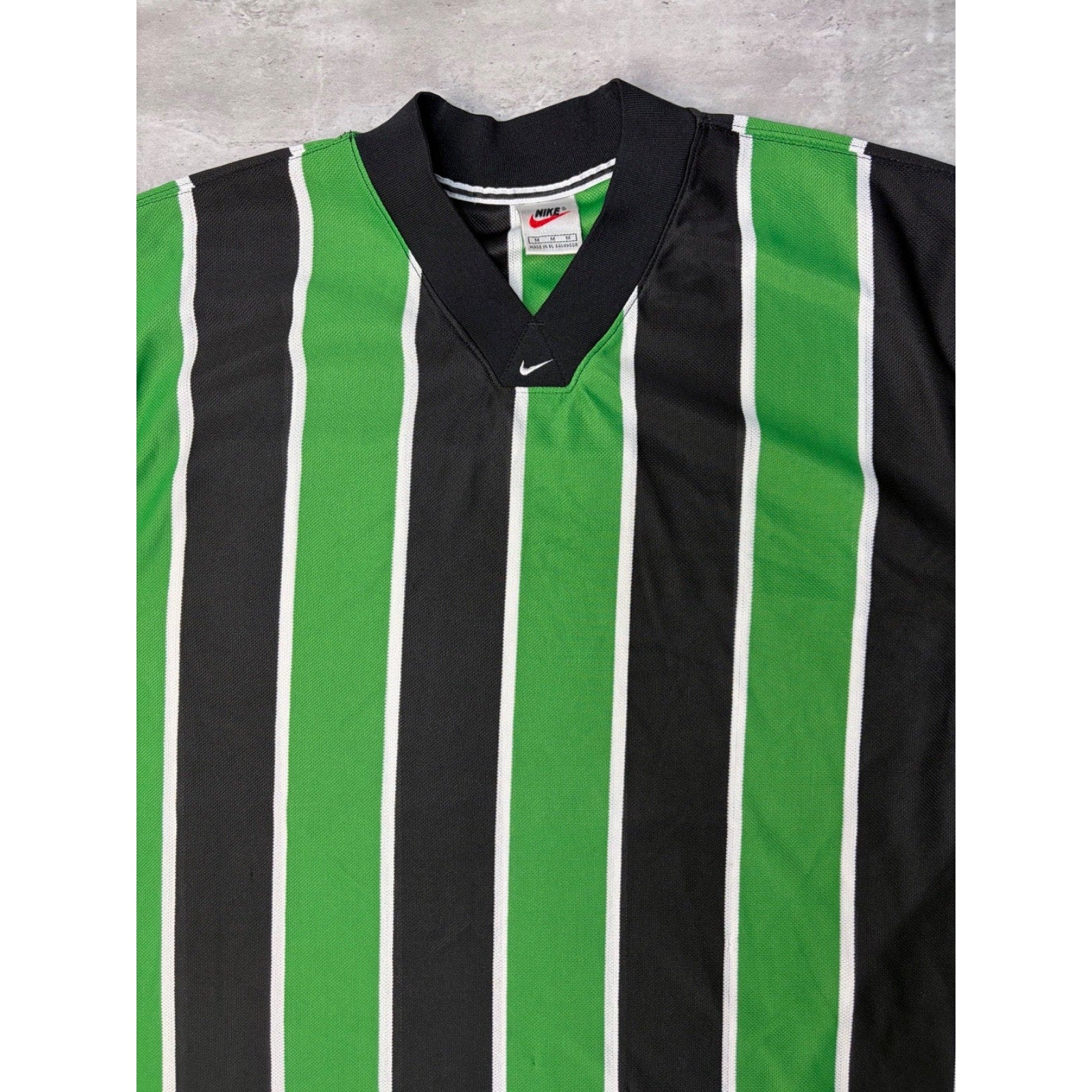 Vintage 90s Nike Embroidered Swoosh Striped Soccer Jersey Size Medium