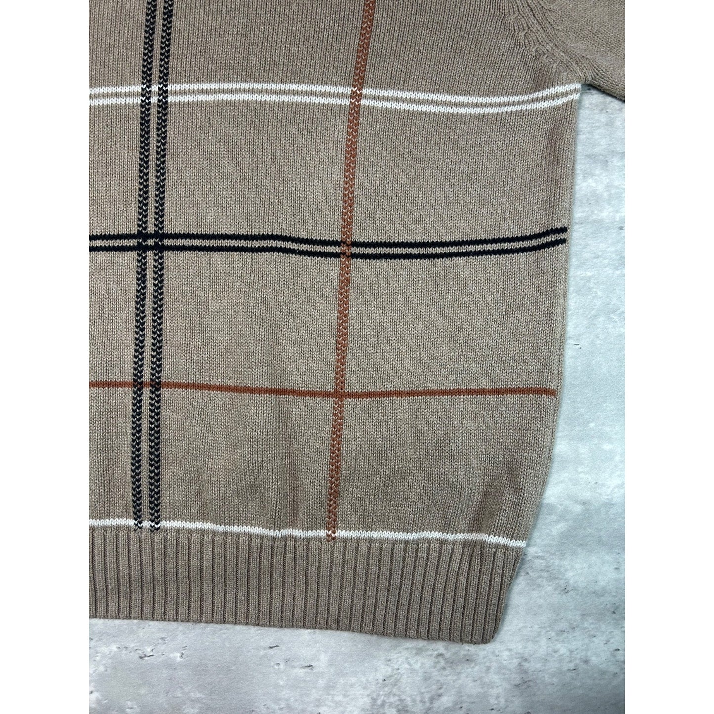 Vintage Dockers Plaid Print Pullover Ribbed Knit Sweater Size XL