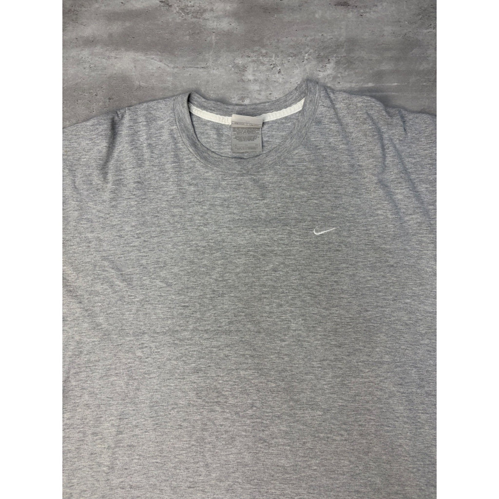 Vintage Nike Embroidered Mini Swoosh Long Sleeve Gray T-Shirt Size XL