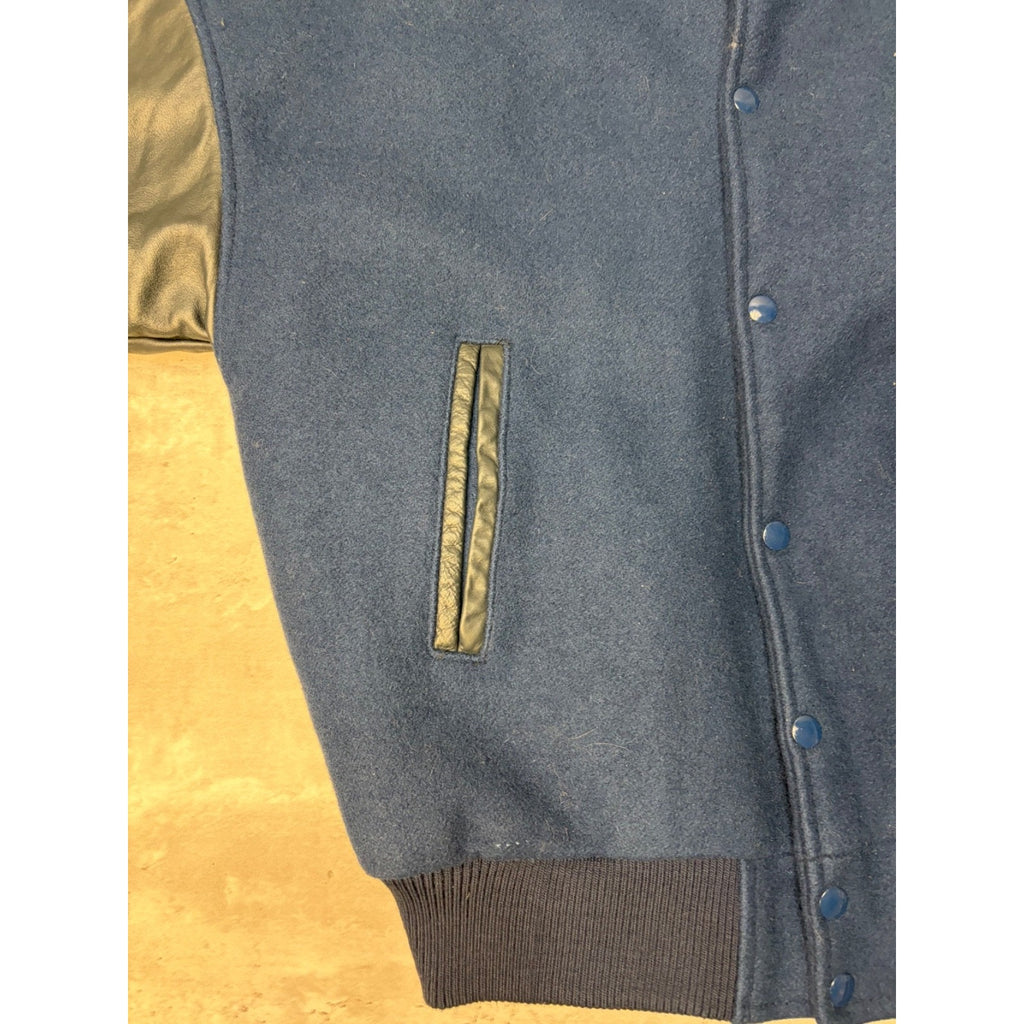 90s Canada Sportswear Varsity Style Leather Sleeve Bomber Jacket Size Large