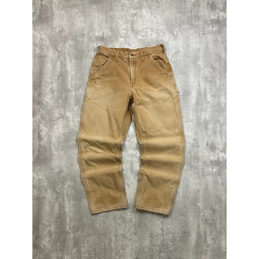 Vintage Carhartt Canvas Workwear Carpenter Beige Pants Size 30
