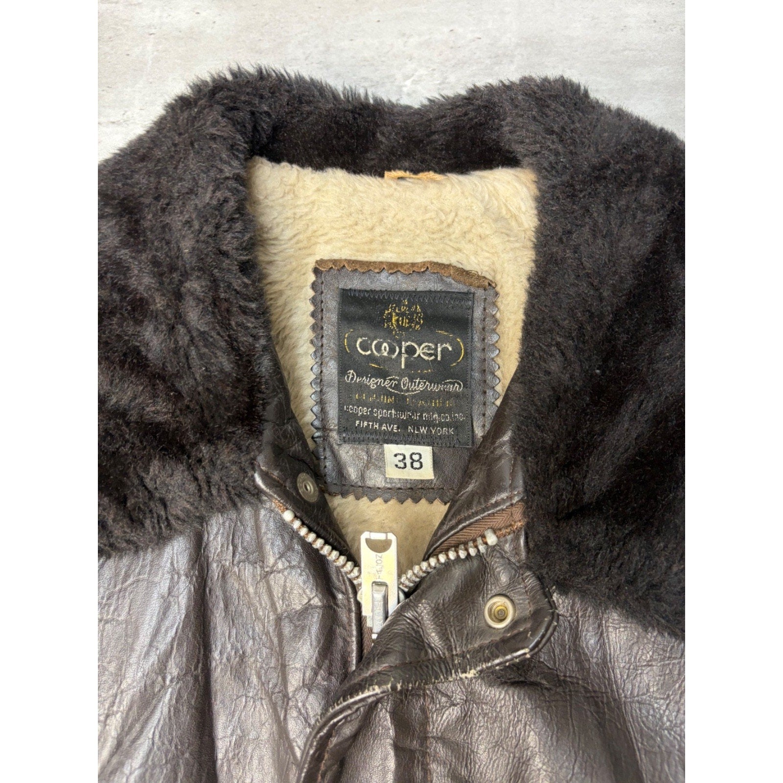 Vintage 1970s Cooper G1 Goatskin Flight Bomber Jacket Size Small