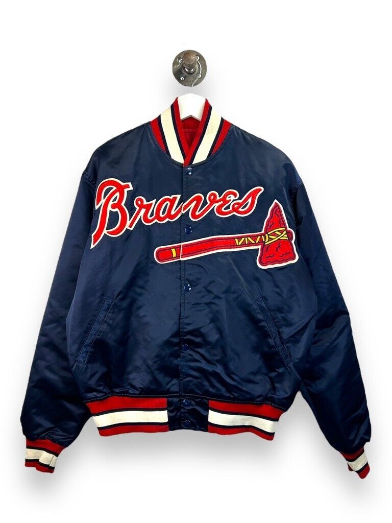 Vintage 80s Atlanta Braves MLB Embroidered Starter Bomber Jacket Size Large