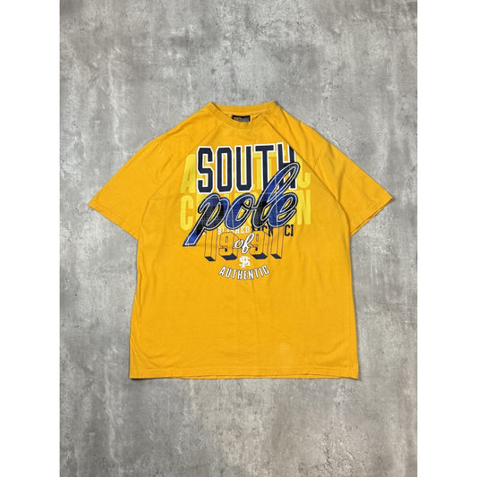 Vintage Y2K Southpole Graphic Spellout T-Shirt Size XL Yellow