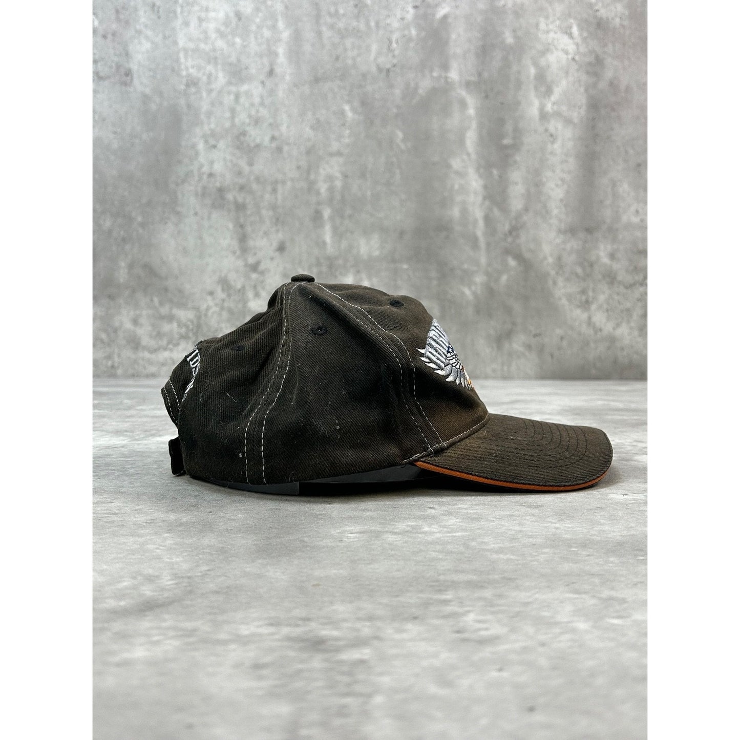 Vintage 2000s Harley Davidson Embroidered Winged Logo Strapback Hat OSFA