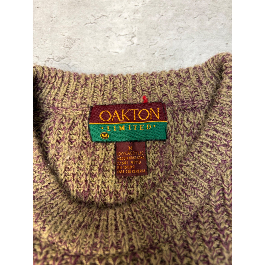 Vintage 90s Oakton Striped Pullover Knit Sweater Size Medium