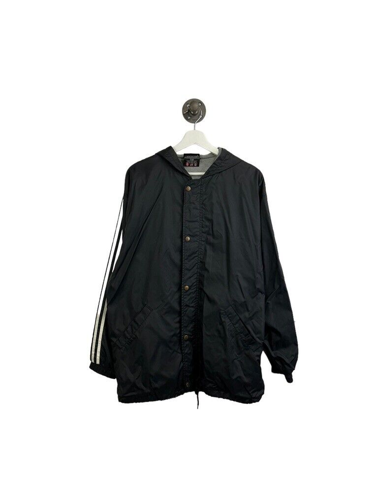 Vintage Adidas Three Stripes Adjustable Nylon Jacket Size Small Black