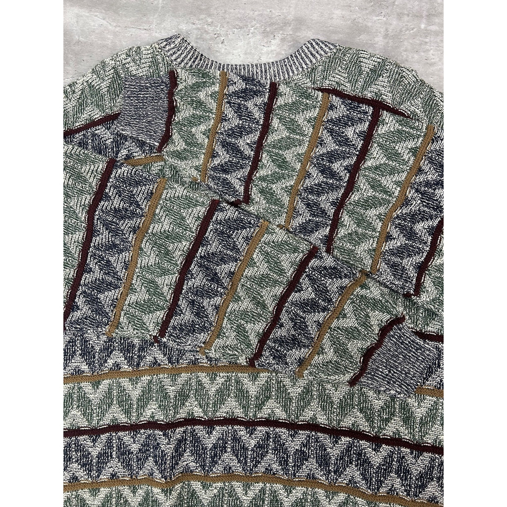 Vintage 90s Jantzen Zig Zag Striped Print Pullover Knit Sweater Size Large