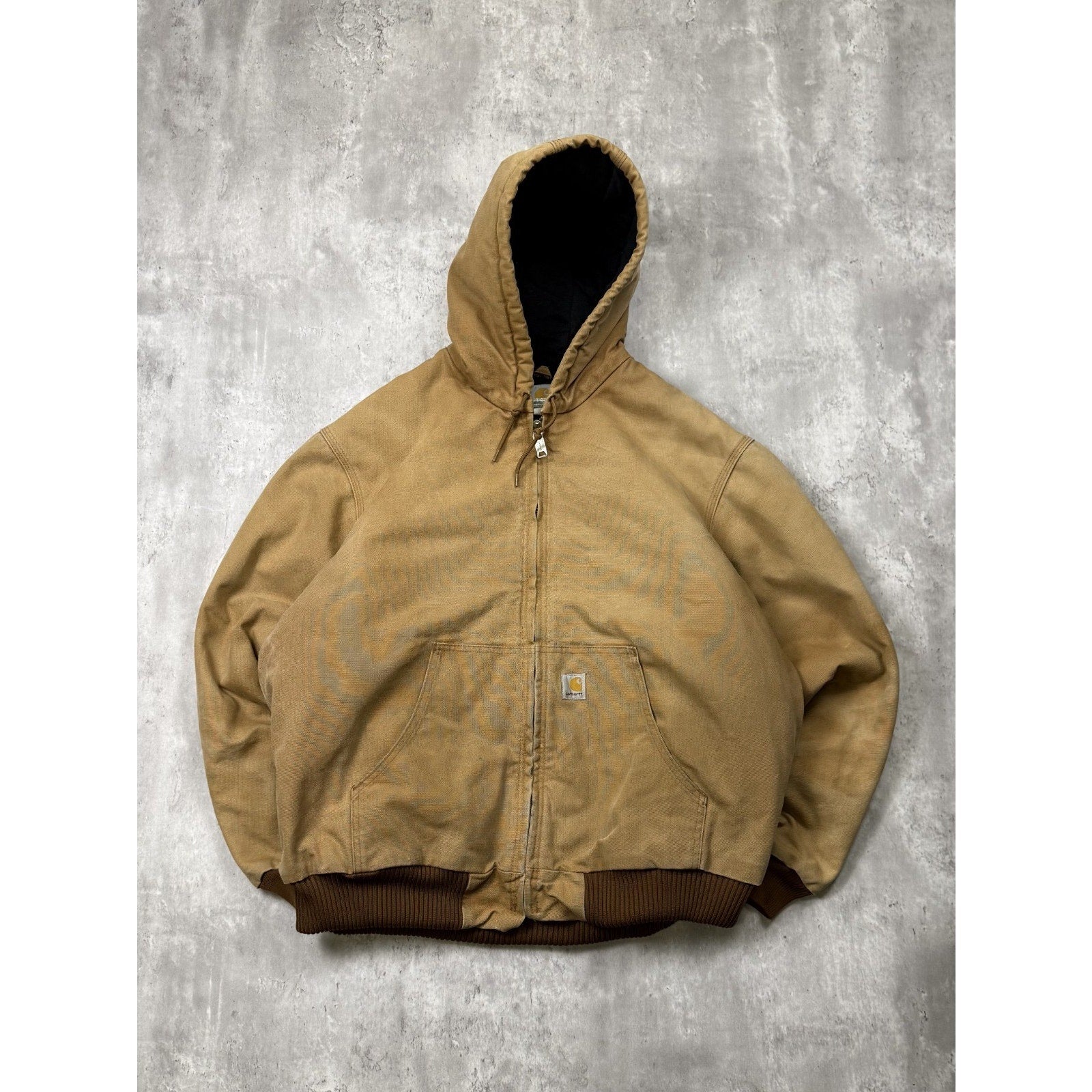 Vintage Carhartt Canvas Workwear Insulated Hooded Active Jacket Sz XL UJ140 BRN