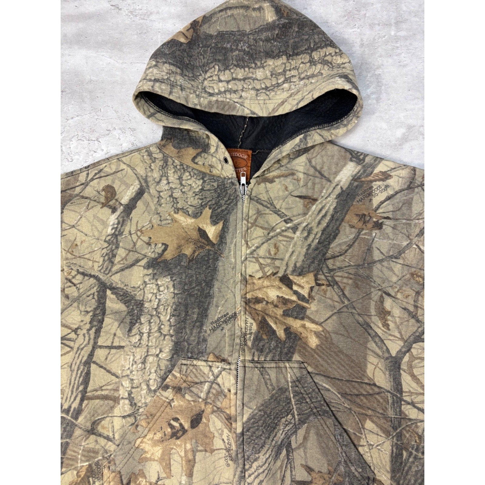 90s Outdoors Outfitters Camo Full Zip Hooded Hunting Sweatshirt Sz Medium