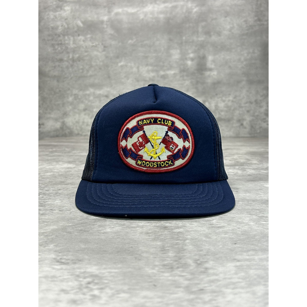 Vintage 80s/90s Navy Club Woodstock Embroidered Trucker Snapback Hat OSFA