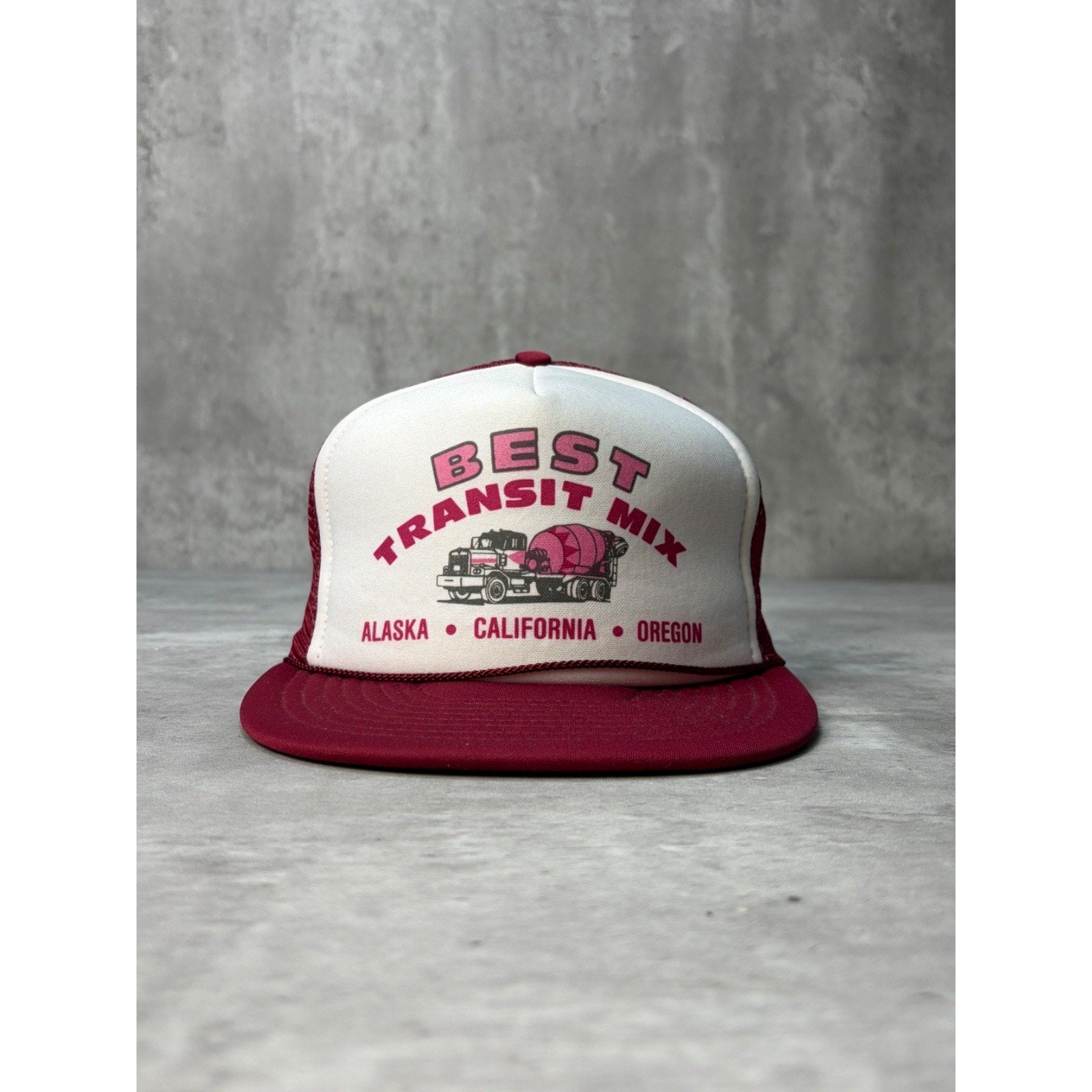 Vintage Best Transit Mix Concrete Truck Graphic Trucker Snapback Hat OSFA