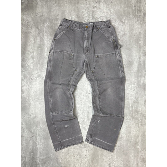 Vintage Carhartt Canvas Workwear Double Knee Carpenter Pants Size 34 Gray