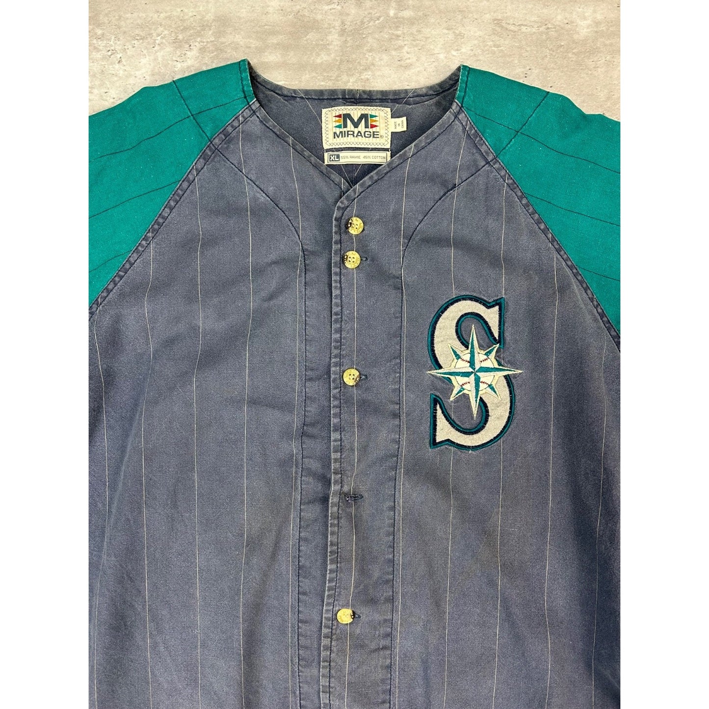Vintage 90s Seattle Mariners MLB Pinstripe Mirage Baseball Jersey Size XL