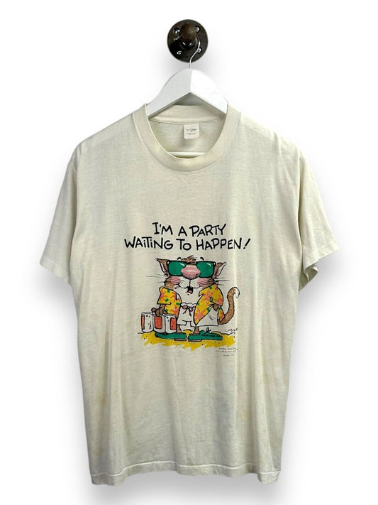 Vintage 90s Im A Party Waiting To Happen Cartoon Graphic Comedy T-Shirt Sz XL