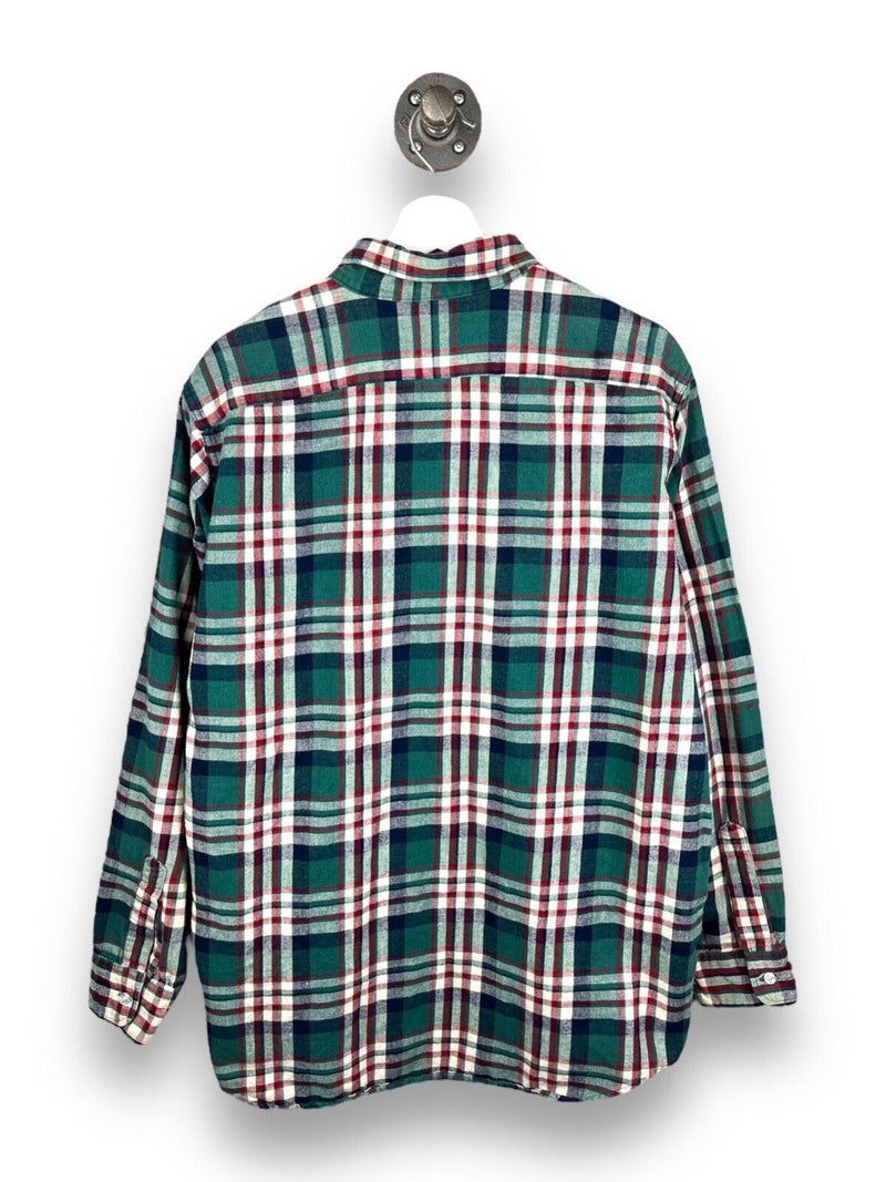 Vintage 90s LL Bean Plaid Single Pocket Long Sleeve Button Up Shirt Size Large