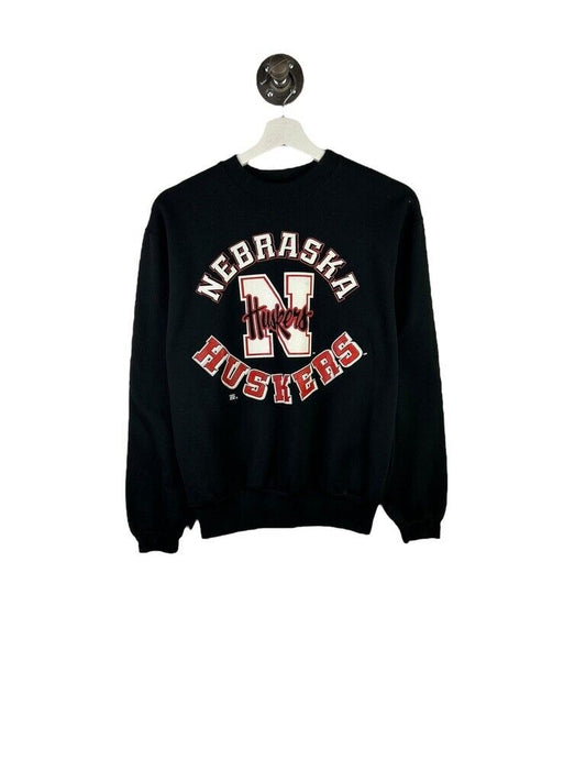 Vintage 90s Nebraska Cornhuskers NCAA Logo Spell Out Sweatshirt Size Small Black