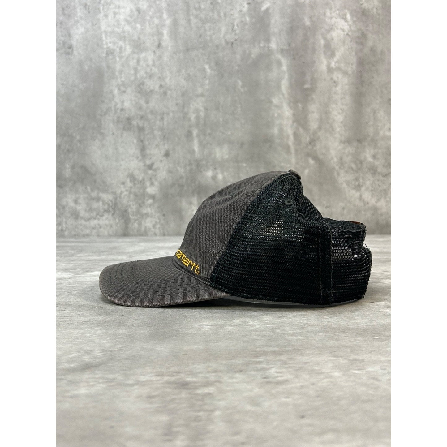 Vintage Carhartt Embroidered Spellout Workwear Trucker Snapback Hat OSFA