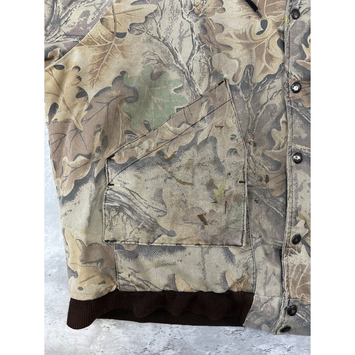 Vintage 90s Redhead Advantage Timber Camo Hooded Hunting Bomber Jacket Size 2XL