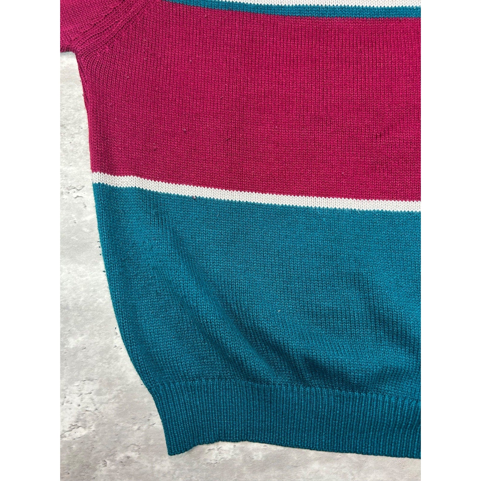 Vintage John R Marks Tri Colour Striped Pullover Knit Sweater Size XL