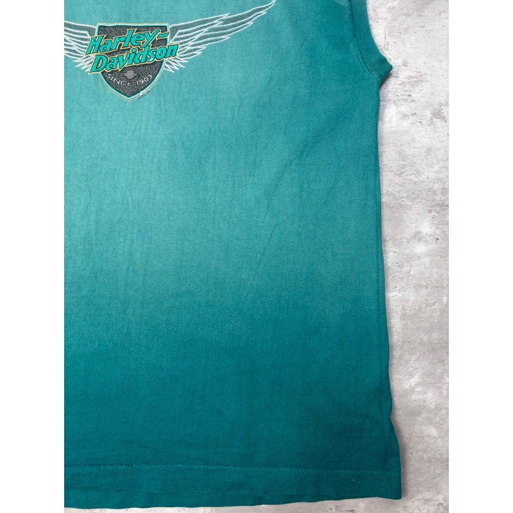 Vintage Harley Davidson Spellout Winged Crest Graphic Sleeveless T-Shirt Size XL