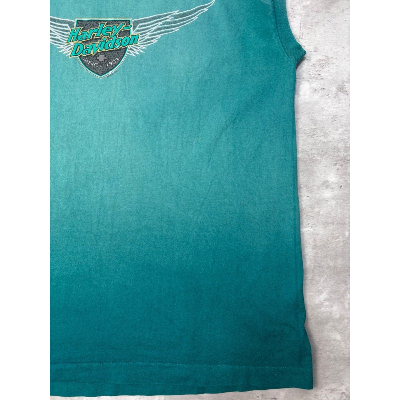 Vintage Harley Davidson Spellout Winged Crest Graphic Sleeveless T-Shirt Size XL