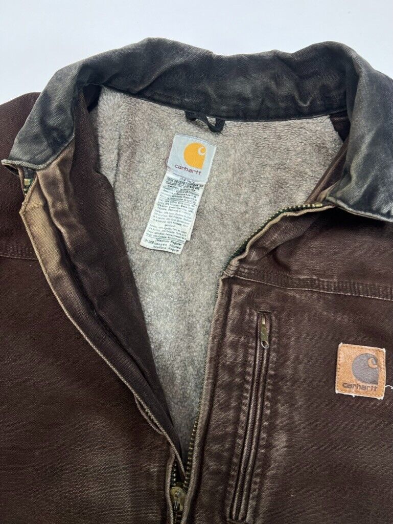 Vintage 90s Carhartt Canvas Sherpa Lined Workwear Arctic Jacket Size Medium