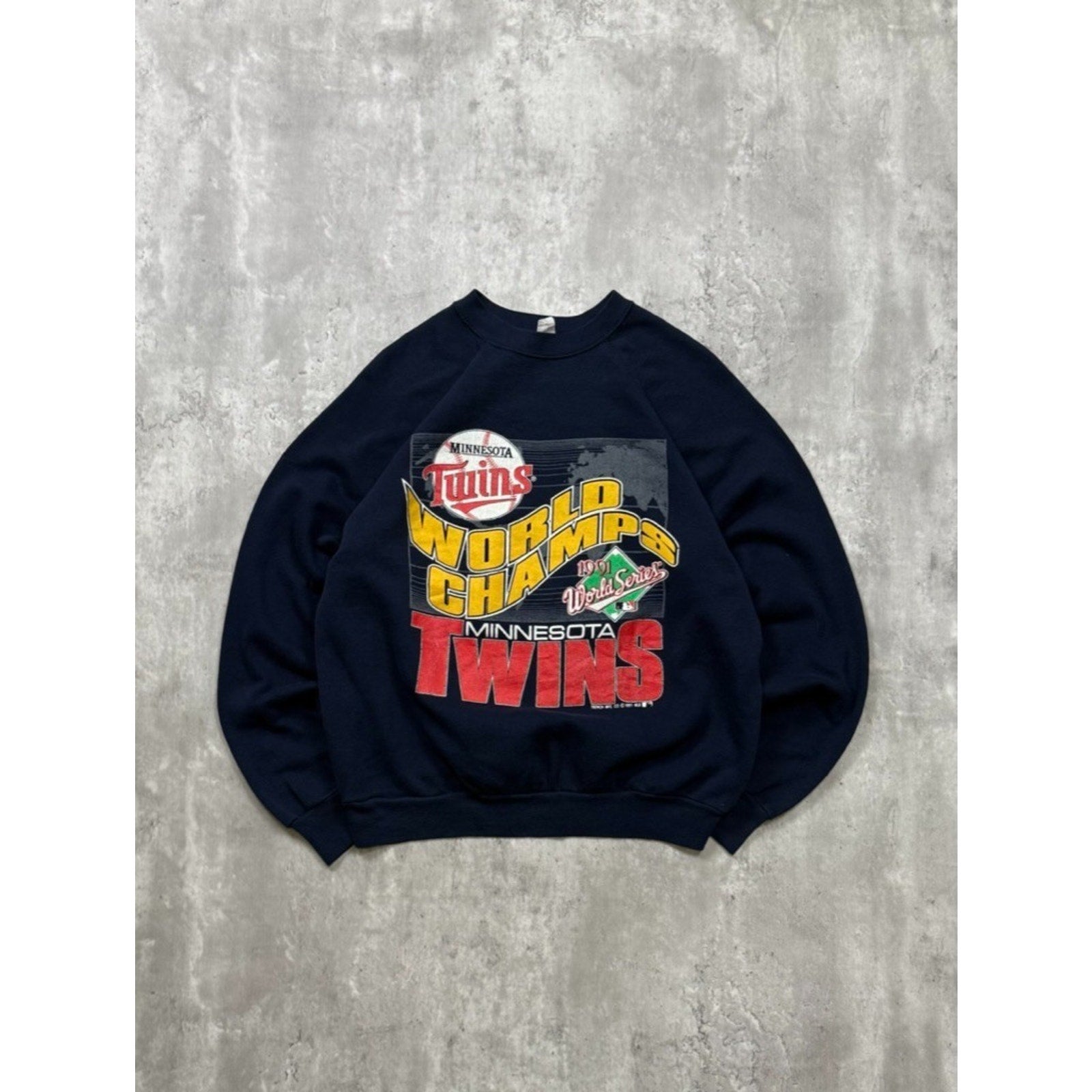 Vintage 1991 Minnesota Twins MLB World Champs Baseball Sweatshirt Size Large