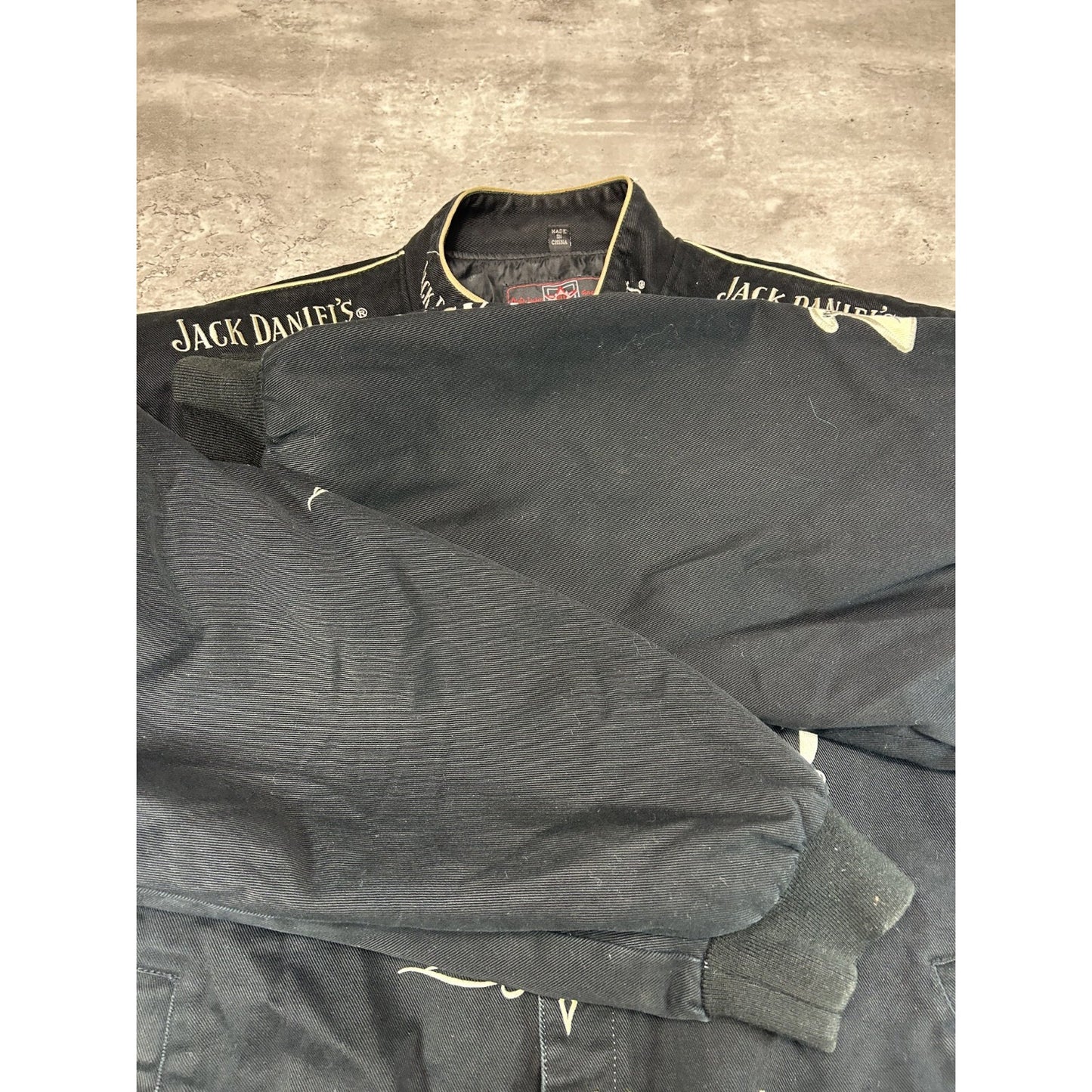 Vintage Jeff Hamilton Jack Daniels Embroidered Nascar Race Jacket Size 3XL Black