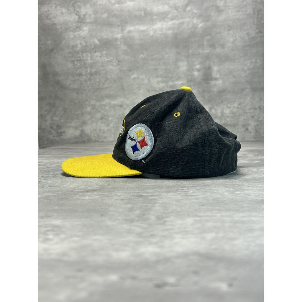 Vintage 90s Pittsburgh Steelers NFL Embroidered Spellout Strapback Hat OSFA