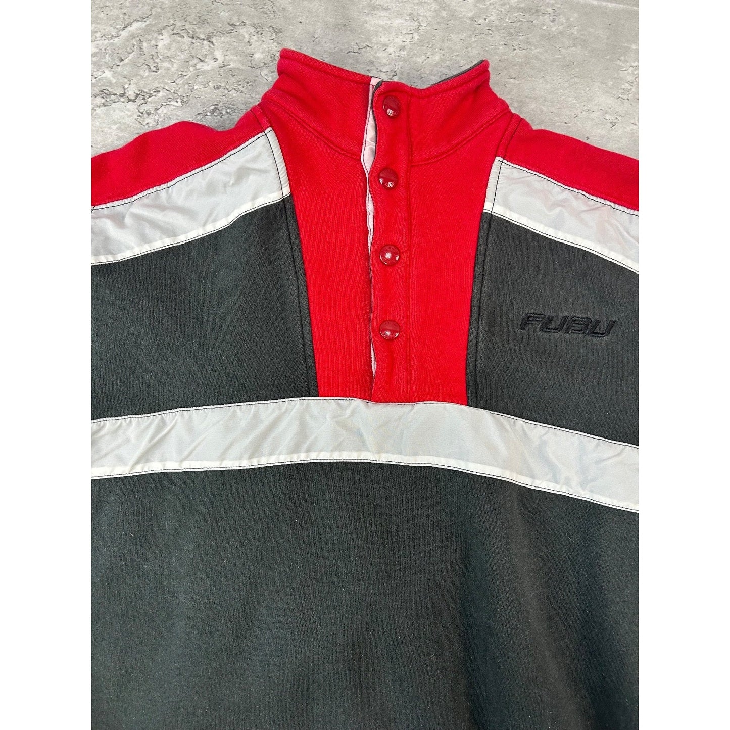 Vintage Y2K Fubu Embroidered 1/4 Button Pullover Sweatshirt Size YOUTH Large