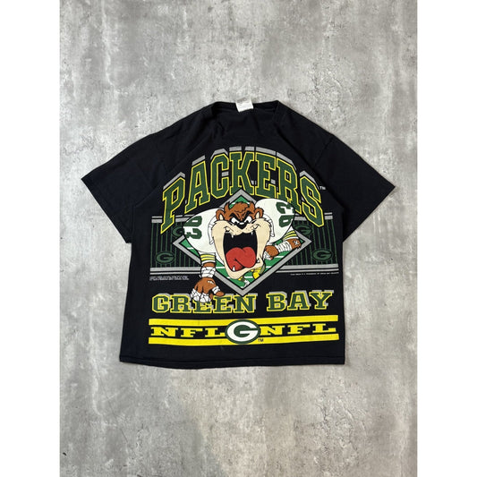 Vintage 1992 Green Bay Packers NFL Looney Tunes Taz Big Graphic T-Shirt Sz Large