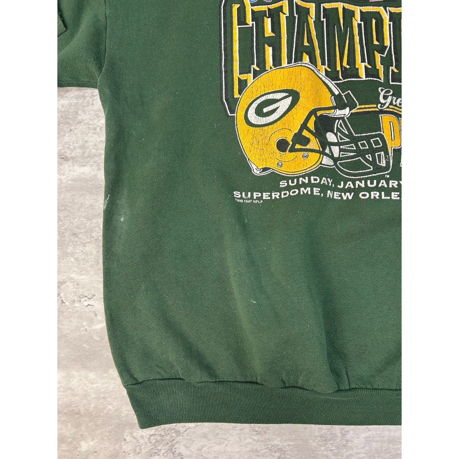 Vintage 1997 Green Bay Packers NFL Super Bowl XXXI Champs Sweatshirt Size XL